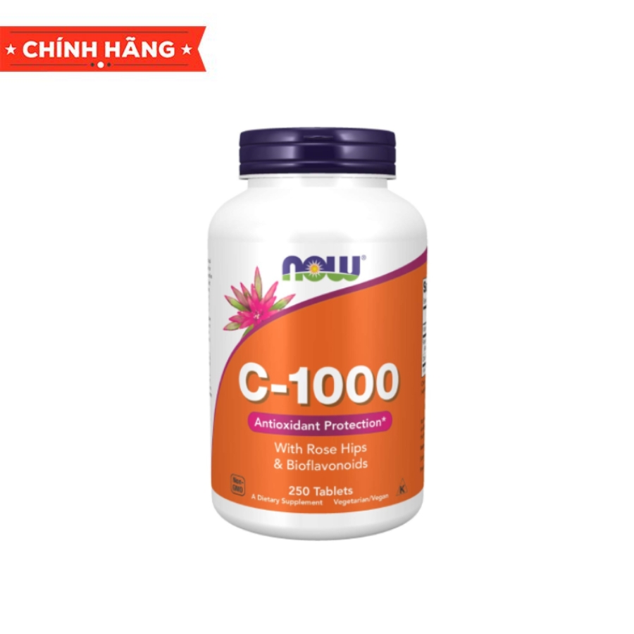 Now Vitamin C-1000 With Rose Hips & Bioflavonoids, 250 Tablets