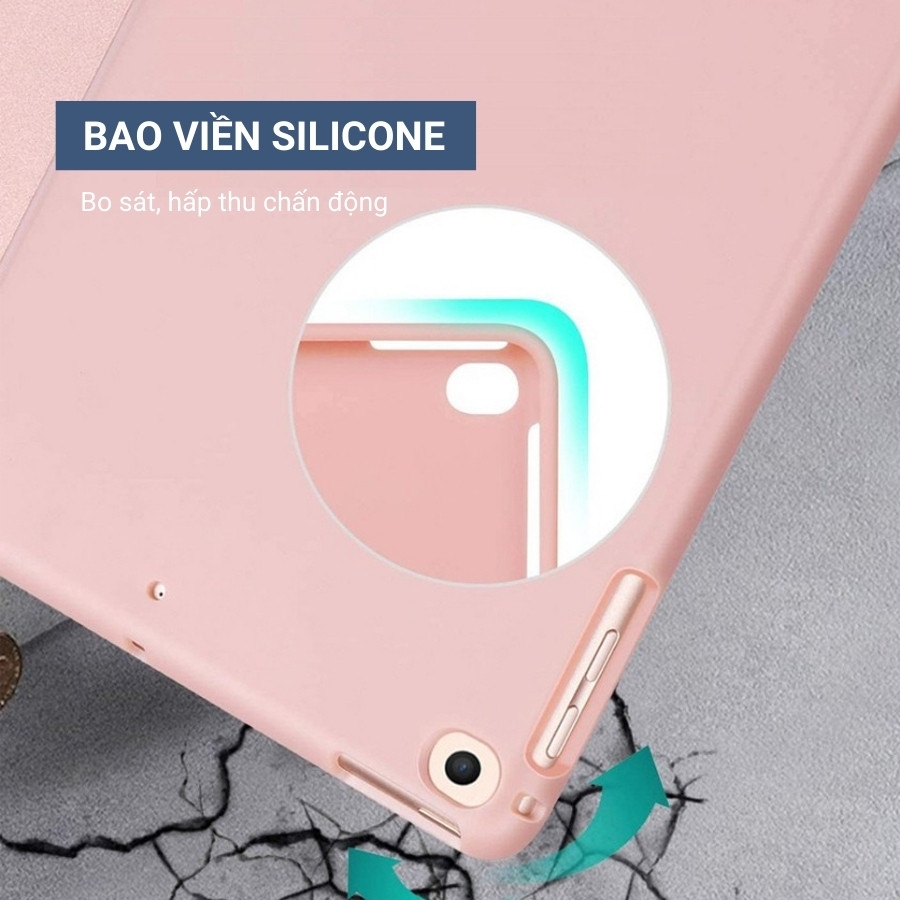 Bao da iPad Tích Hợp Khay Bút Silicon Đen (S51)