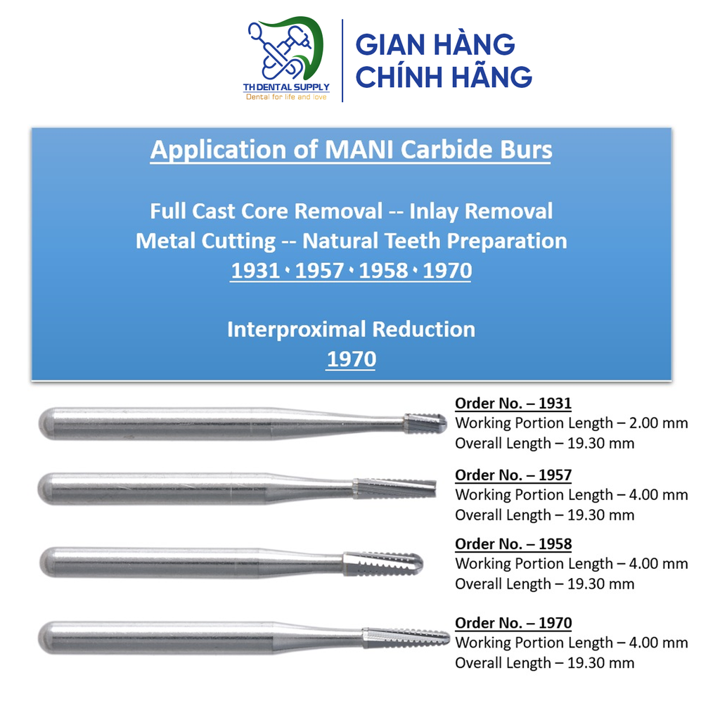 CARBIDE BURS F.G (Mũi cắt thép) - Vỉ 10 mũi