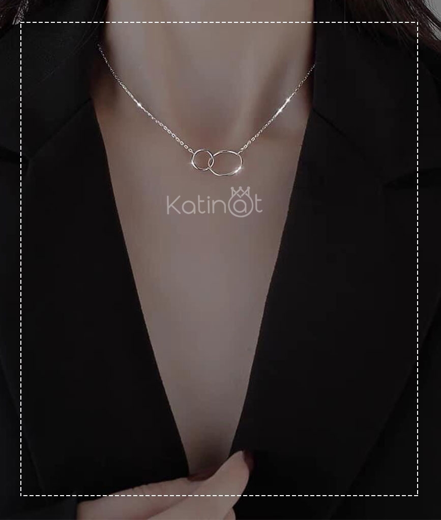 Dây chuyền bạc kèm mặt nối liền 2 vòng tròn