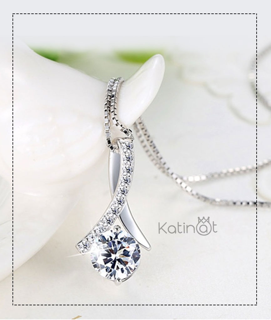 Dây chuyền bạc giọt sương tinh thể đá