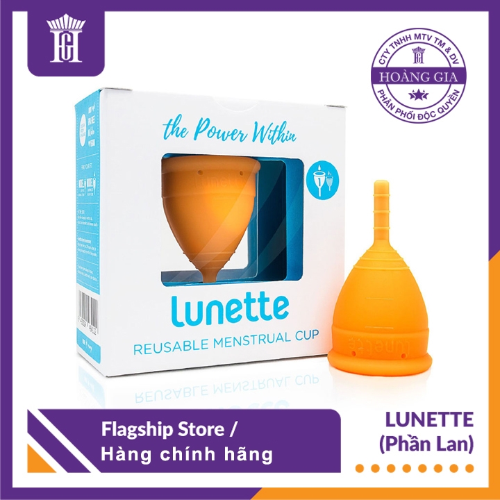 Cốc nguyệt san Lunette (Cam, hộp vuông) + Tặng Hộp Giấy lau tiệt trùng cốc nguyệt san