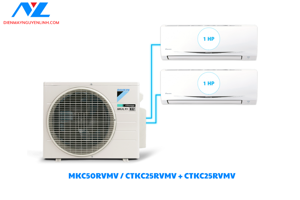 Combo Điều Hòa Multi Daikin Treo Tường Inverter 1 Cục Nóng 2 Dàn Lạnh MKC50RVMV / CTKC25RVMV + CTKC25RVMV GAS R32 - Thái Lan