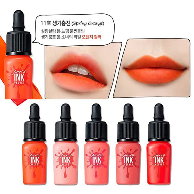 Son kem lì Peripera Peri’s Ink Velvet màu No.11 Spring Orange