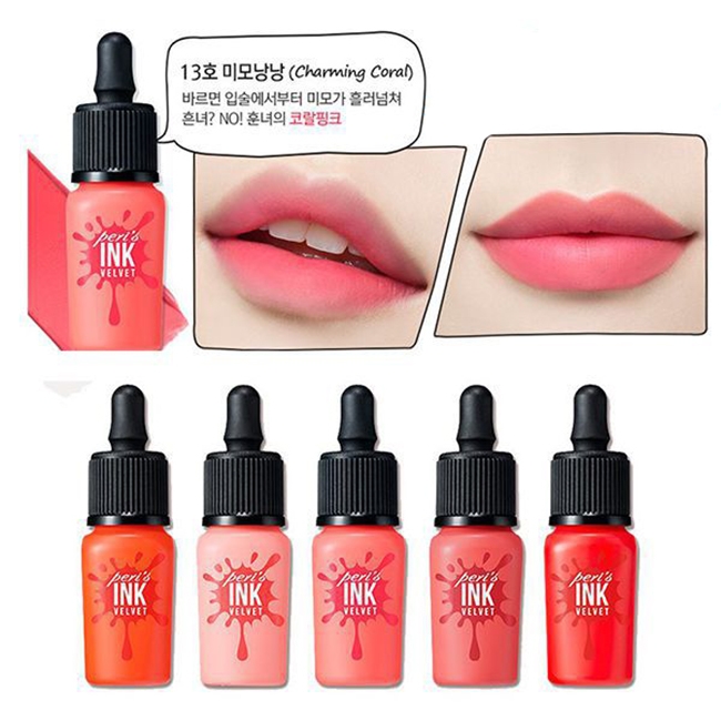 Son kem lì Peripera Peri’s Ink Velvet màu No.13 Charming Coral