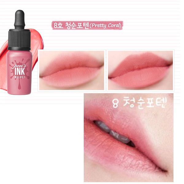 Son kem lì Peripera Peri’s Ink Velvet màu No.8 Pretty Coral