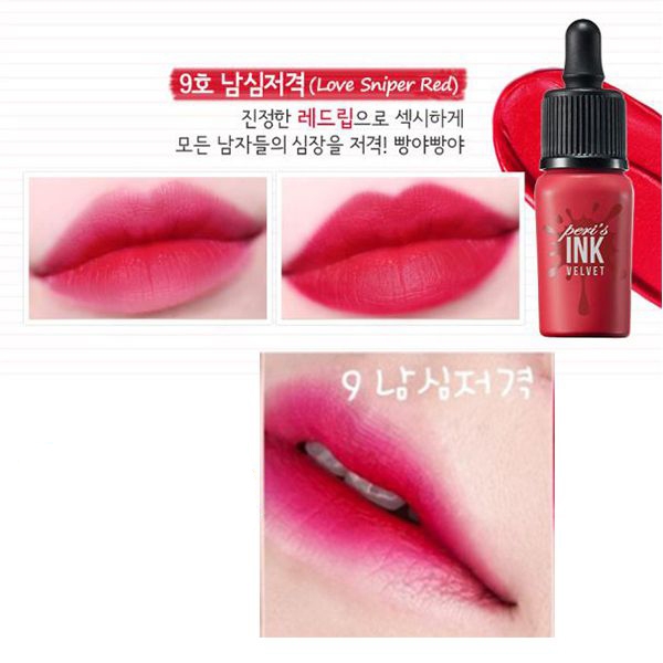 Son kem lì Peripera Peri’s Ink Velvet màu No.9 Love Sniper Red