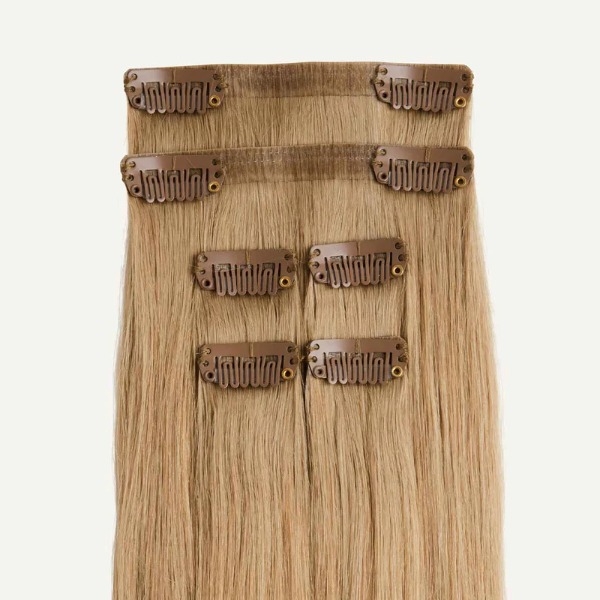 Tóc Kẹp Phím Bằng Tóc Thật - Combo 4 Tóc Kẹp Nâu Vàng Sáng