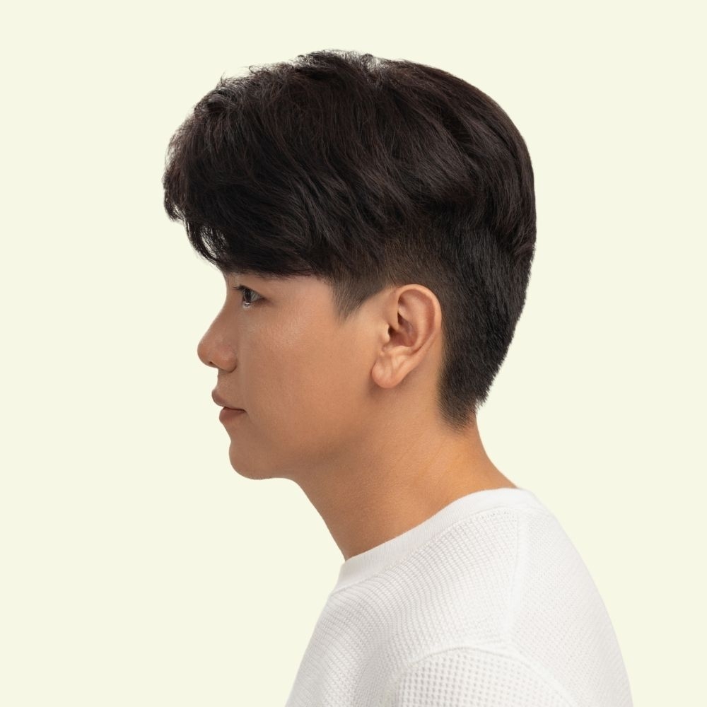 Tóc Giả Nam Che Phủ Đỉnh - Basic Hai Mái Rủ Nâu Đen