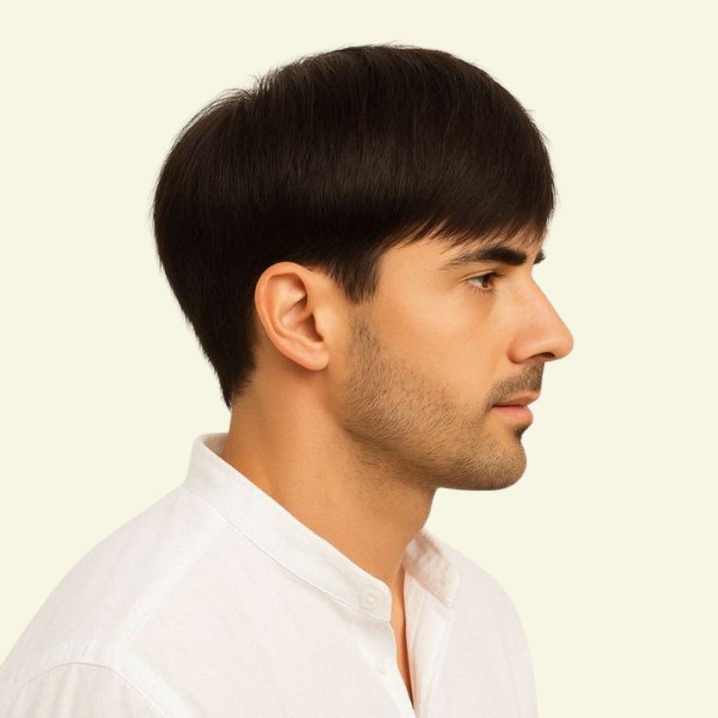 Tóc Giả Nam Che Hói - Kiểu Basic Mái Xéo Bằng Tóc Thật | Wina