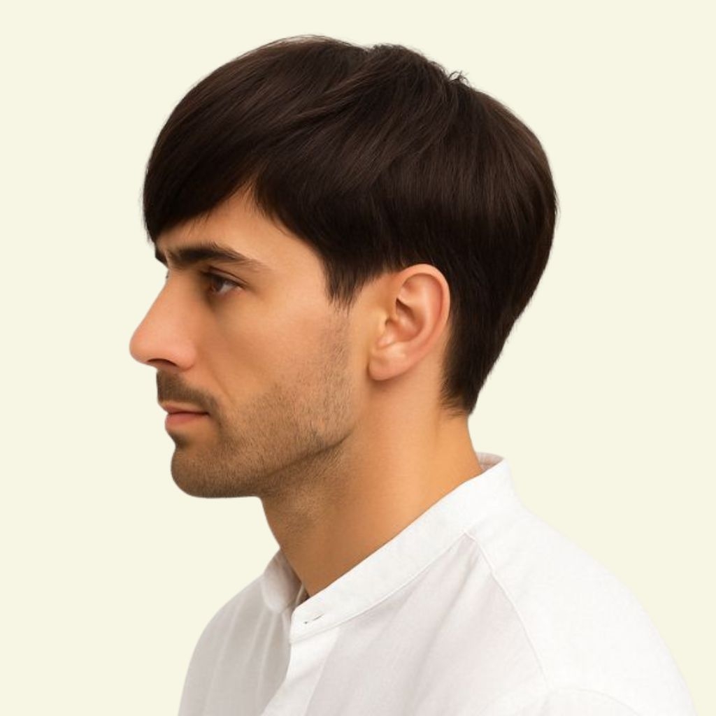 Tóc Giả Nam Che Hói - Kiểu Basic Mái Xéo Bằng Tóc Thật | Wina