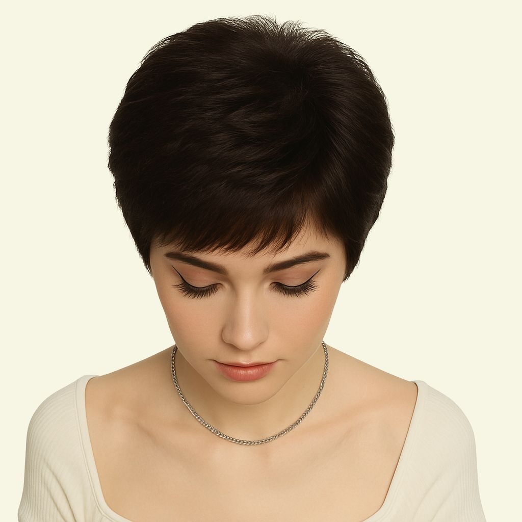 Tóc Giả Nữ Nguyên Đầu - Trung Niên Kiểu Ngắn Pixie Bằng Tóc Thật | Wina