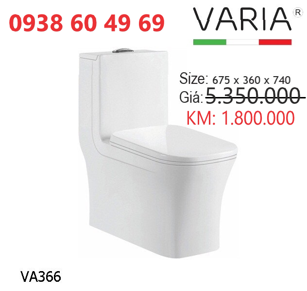 BÀN CẦU 1 KHỐI CAO CẤP (NẮP ÊM) - VA366