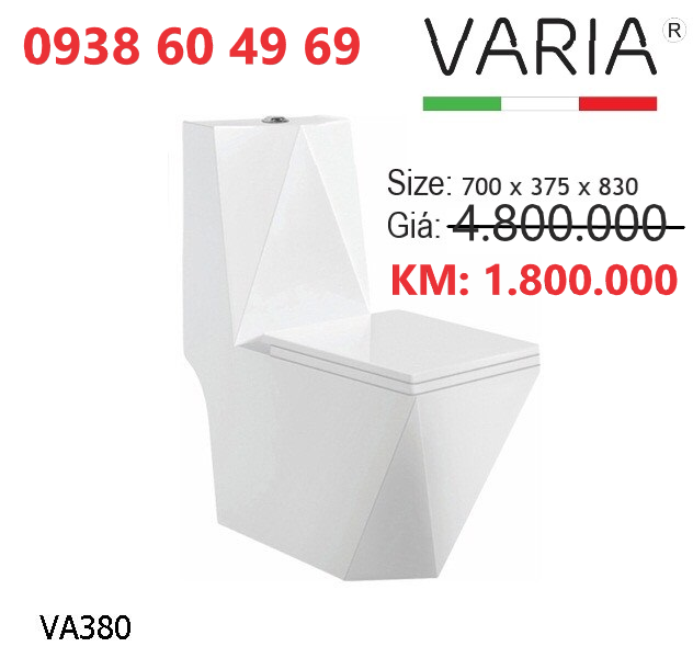 BÀN CẦU 1 KHỐI CAO CẤP (NẮP ÊM) - VA380