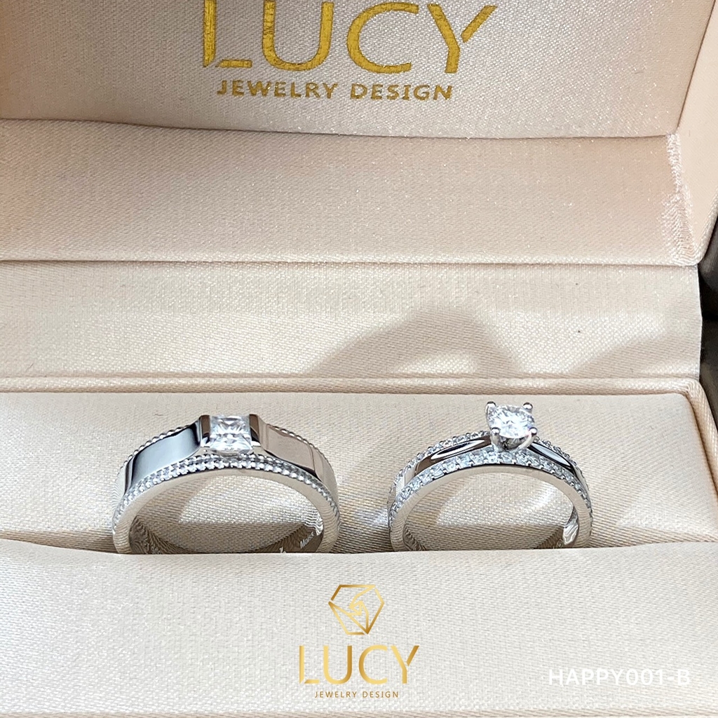 HAPPY001B_PT Nhẫn cưới bạch kim cao cấp Platinum 90% PT900 - Lucy Jewelry