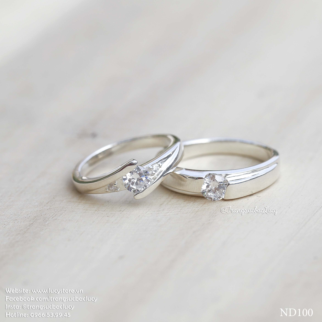 Nhẫn đôi nhẫn cặp bạc Lucy - ND100