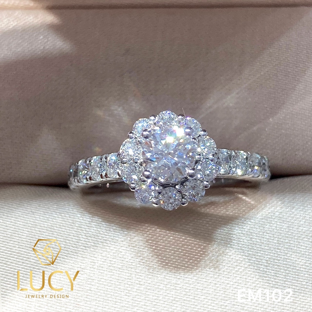 EM102 Nhẫn cầu hôn đính hôn, nhẫn vàng nữ, nhẫn ổ kim cương 4.5mm - Lucy Jewelry