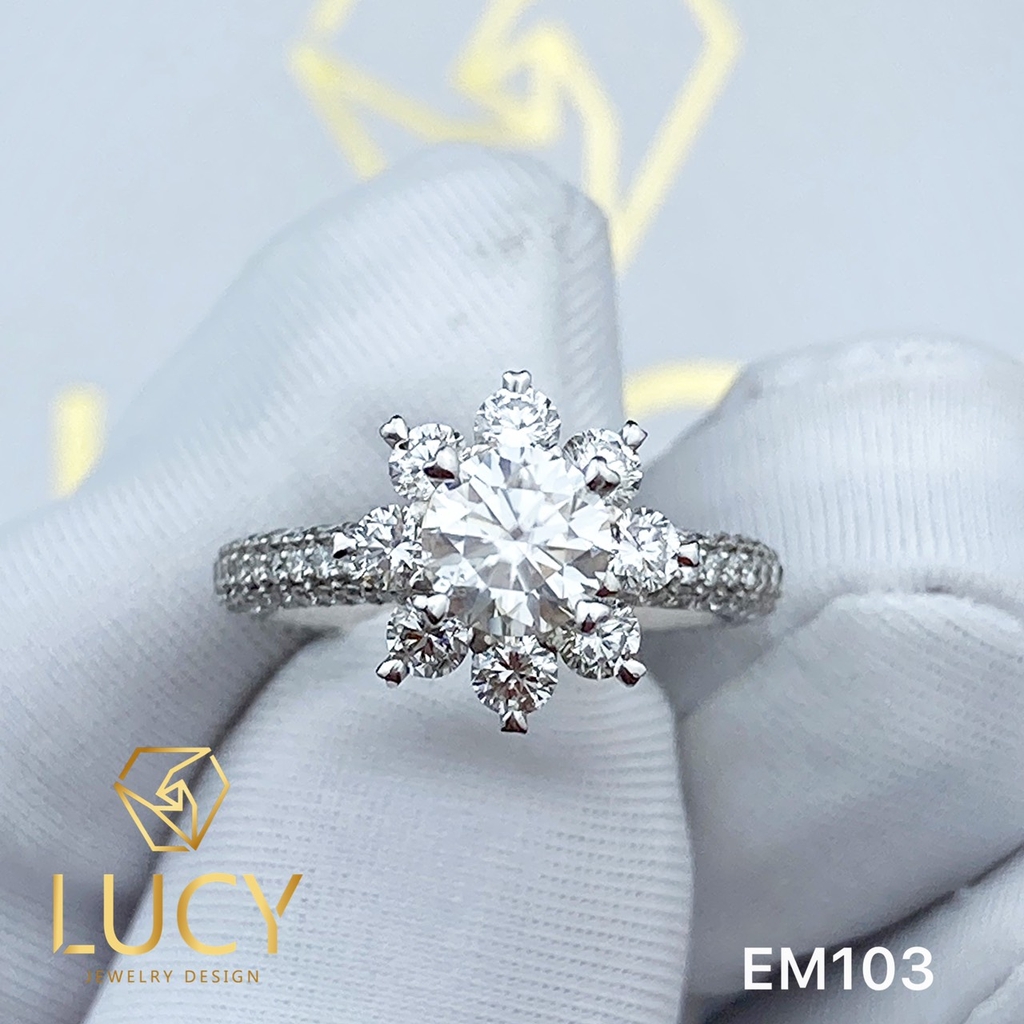EM103 Nhẫn cầu hôn đính hôn, nhẫn vàng nữ, nhẫn ổ kim cương 5.4mm - Lucy Jewelry