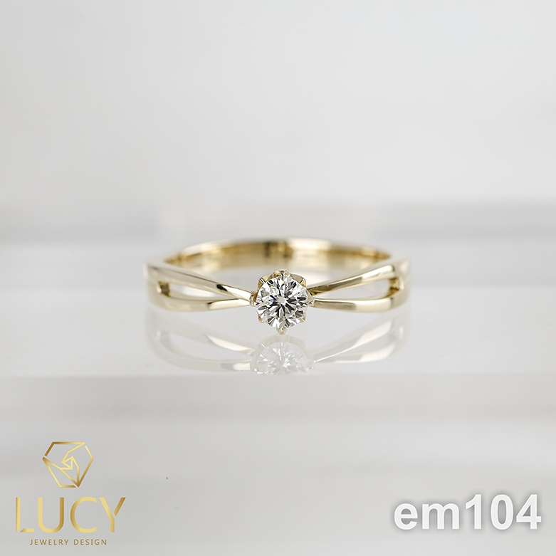EM104 Nhẫn cầu hôn đính hôn, nhẫn vàng nữ, nhẫn ổ kim cương 4mm - Lucy Jewelry