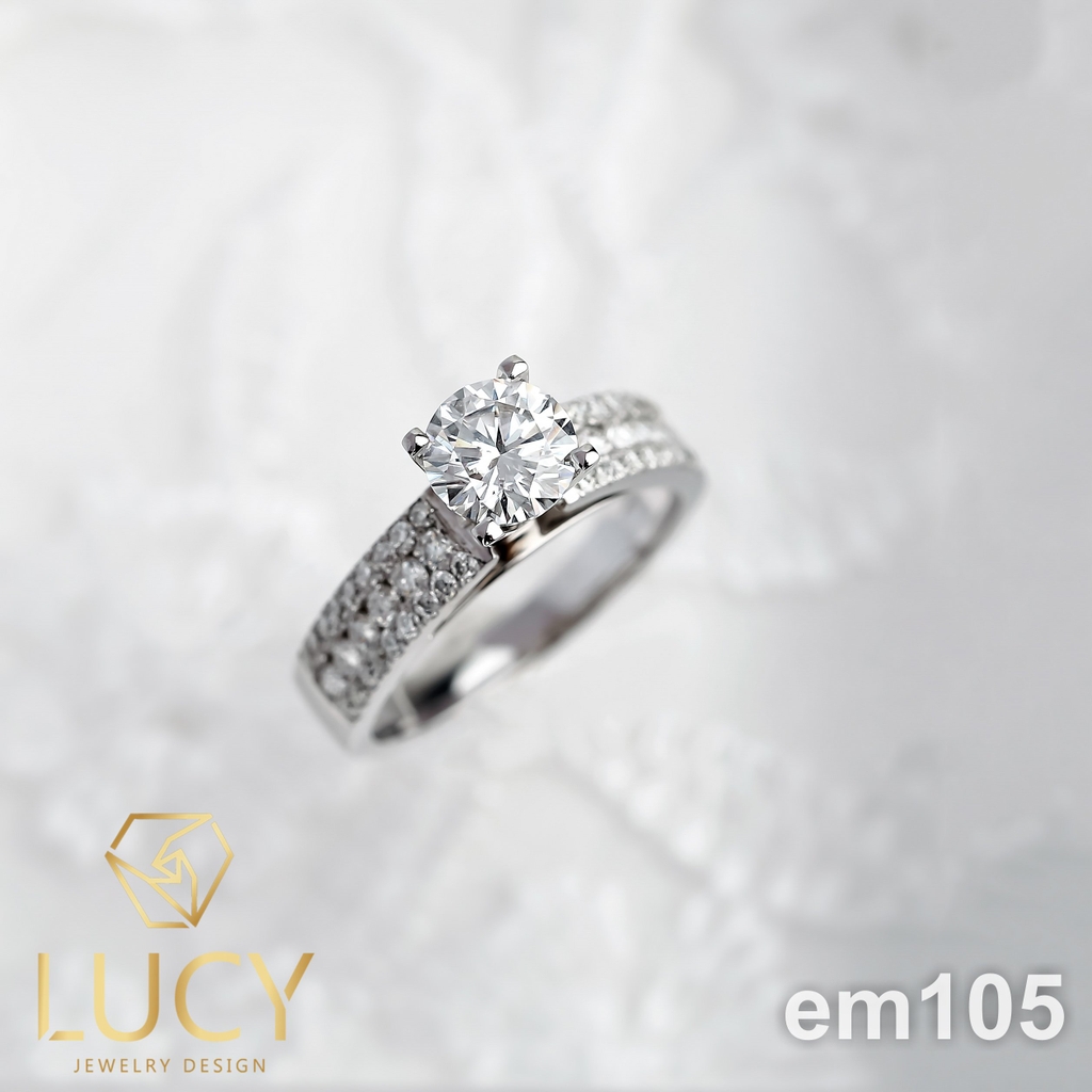 EM105 Nhẫn cầu hôn đính hôn, nhẫn vàng nữ, nhẫn ổ kim cương 6.5mm 6.3mm - Lucy Jewelry