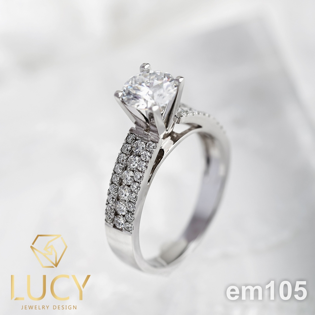 EM105 Nhẫn cầu hôn đính hôn, nhẫn vàng nữ, nhẫn ổ kim cương 6.5mm 6.3mm - Lucy Jewelry