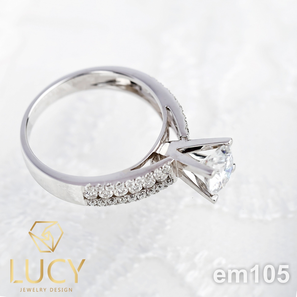 EM105 Nhẫn cầu hôn đính hôn, nhẫn vàng nữ, nhẫn ổ kim cương 6.5mm 6.3mm - Lucy Jewelry