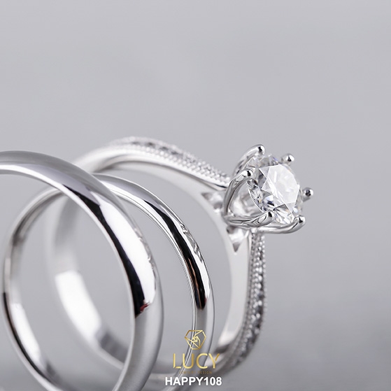 HAPPY108 Bộ nhẫn cưới thiết kế 3 chiếc, nhẫn cưới đẹp - Lucy Jewelry