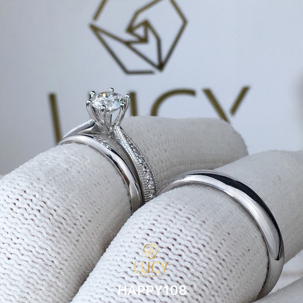 HAPPY108_PT Nhẫn cưới bạch kim cao cấp Platinum 90% PT900 - Lucy Jewelry