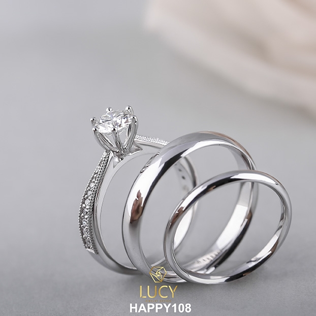 HAPPY108_PT Nhẫn cưới bạch kim cao cấp Platinum 90% PT900 - Lucy Jewelry