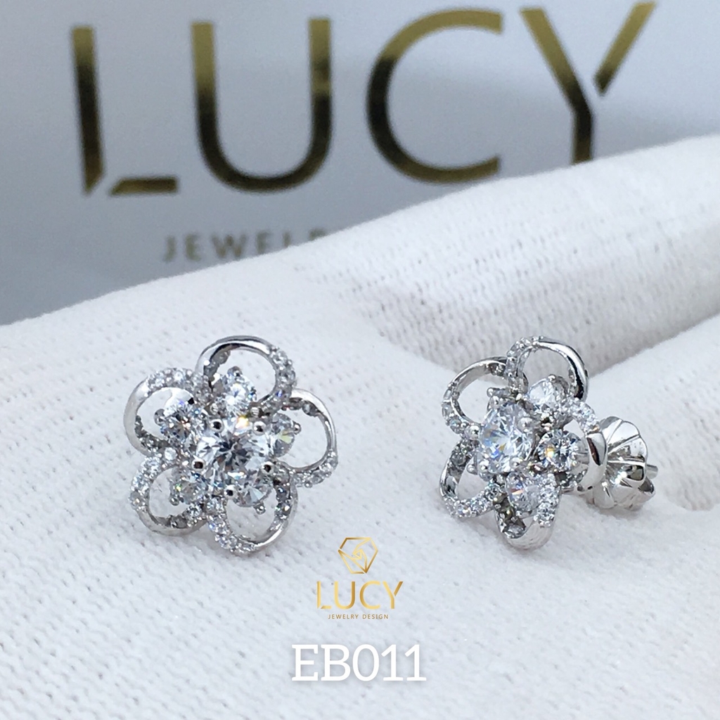 EB011 Khuyên tai vàng, khuyên tai bông hoa, bông tai thiết kế - Lucy Jewelry