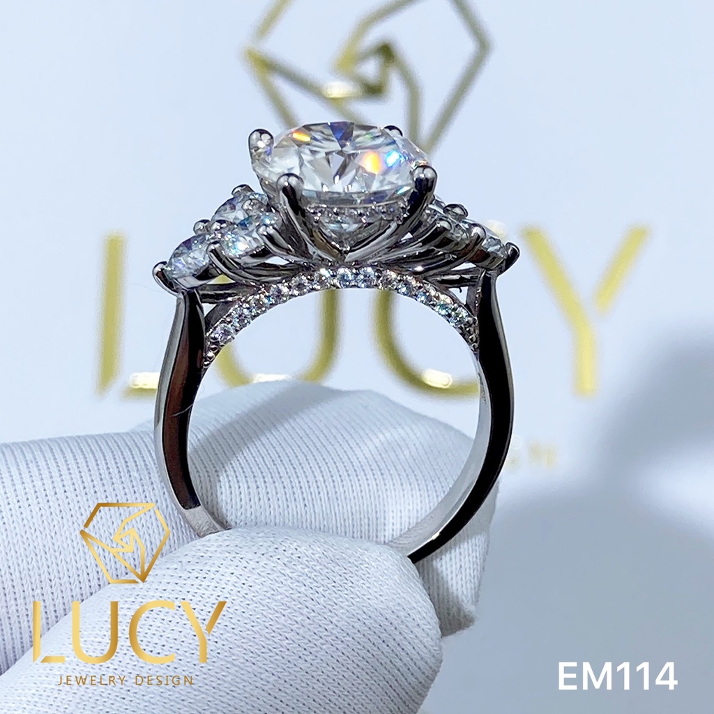 EM114 - Nhẫn cầu hôn đính hôn, Nhẫn vàng nữ, Nhẫn ổ kim cương viên chủ 9.5mm - Lucy Jewelry