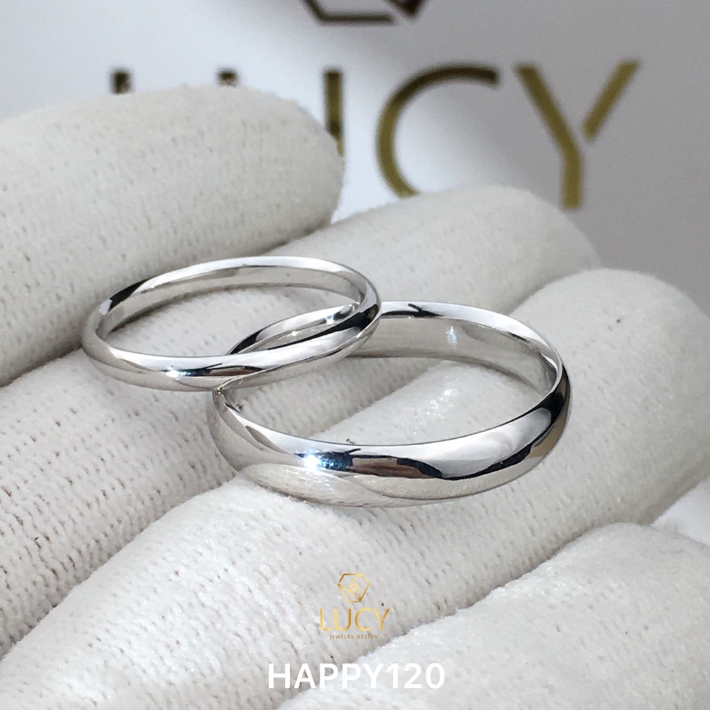 HAPPY120 Nhẫn cưới trơn đẹp vàng tây, vàng trắng, vàng hồng 10k 14k 18k, Bạch Kim Platinum PT900 - Lucy Jewelry