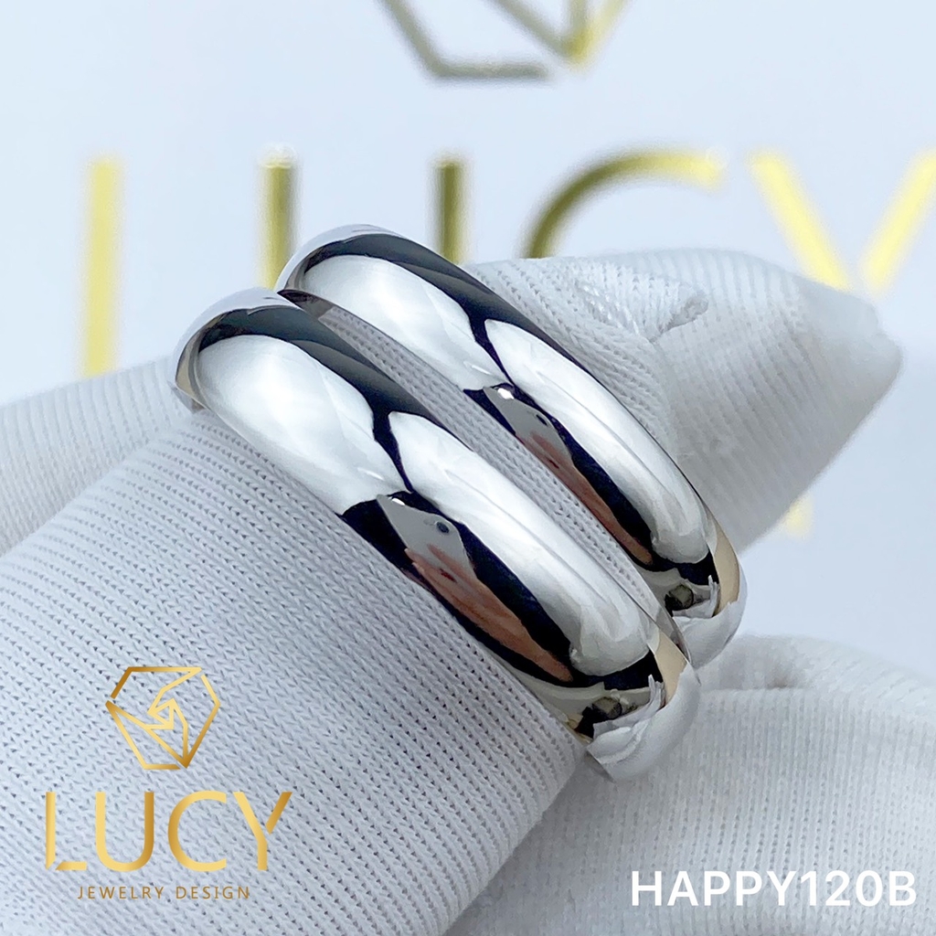 HAPPY120B Nhẫn cưới trơn đẹp vàng tây, vàng trắng, vàng hồng 10k 14k 18k, Bạch Kim Platinum PT900 - Lucy Jewelry