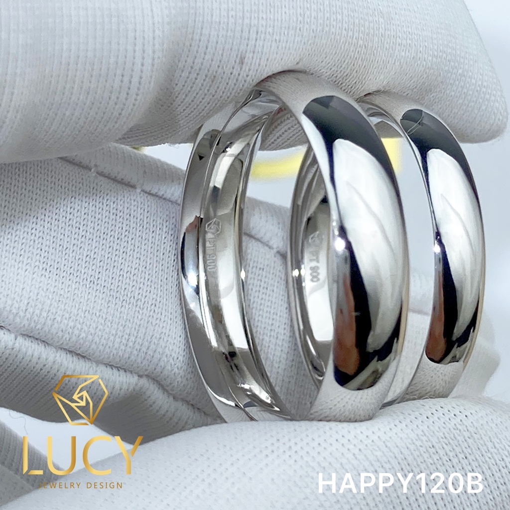 HAPPY120B Nhẫn cưới trơn đẹp vàng tây, vàng trắng, vàng hồng 10k 14k 18k, Bạch Kim Platinum PT900 - Lucy Jewelry