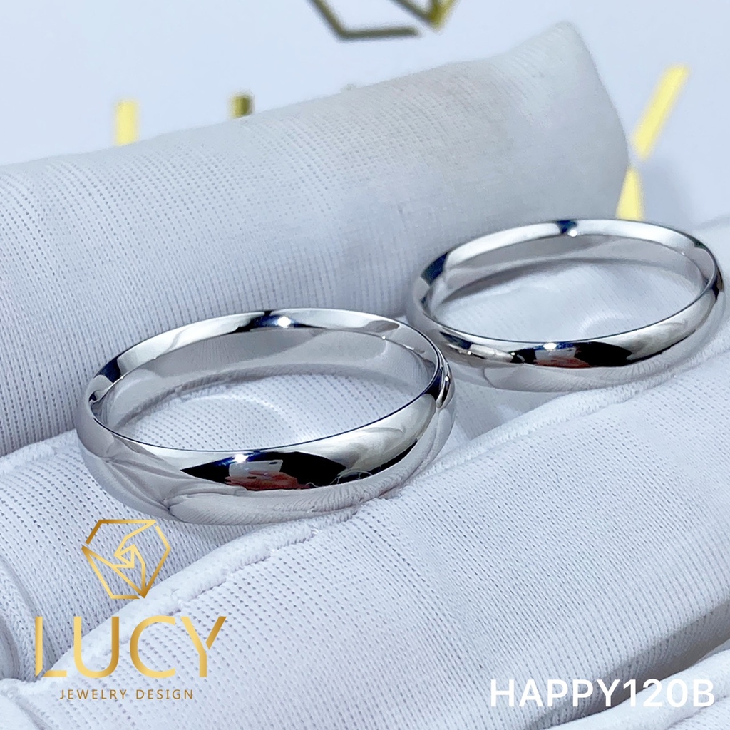 HAPPY120B Nhẫn cưới trơn đẹp vàng tây, vàng trắng, vàng hồng 10k 14k 18k, Bạch Kim Platinum PT900 - Lucy Jewelry