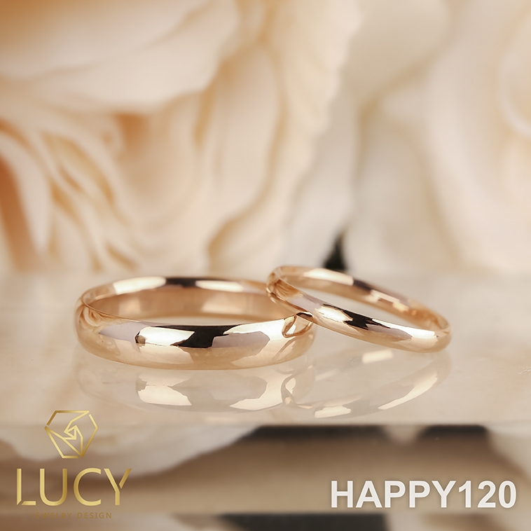 HAPPY120 Nhẫn cưới trơn đẹp vàng tây, vàng trắng, vàng hồng 10k 14k 18k, Bạch Kim Platinum PT900 - Lucy Jewelry