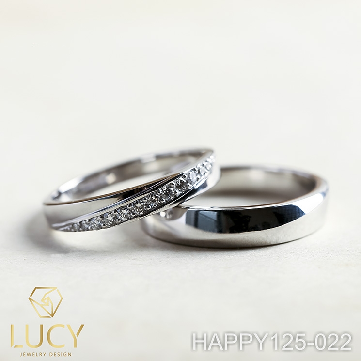 HAPPY125-022_PT900 Nhẫn cưới bạch kim cao cấp Platinum 90% PT900 - Lucy Jewelry