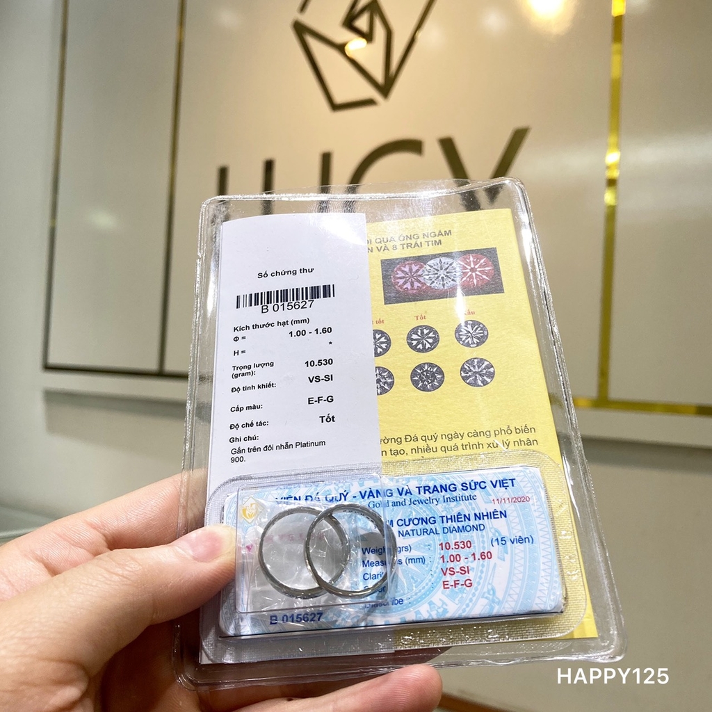 HAPPY125_PT Nhẫn cưới bạch kim cao cấp Platinum 90% PT900 - Lucy Jewelry