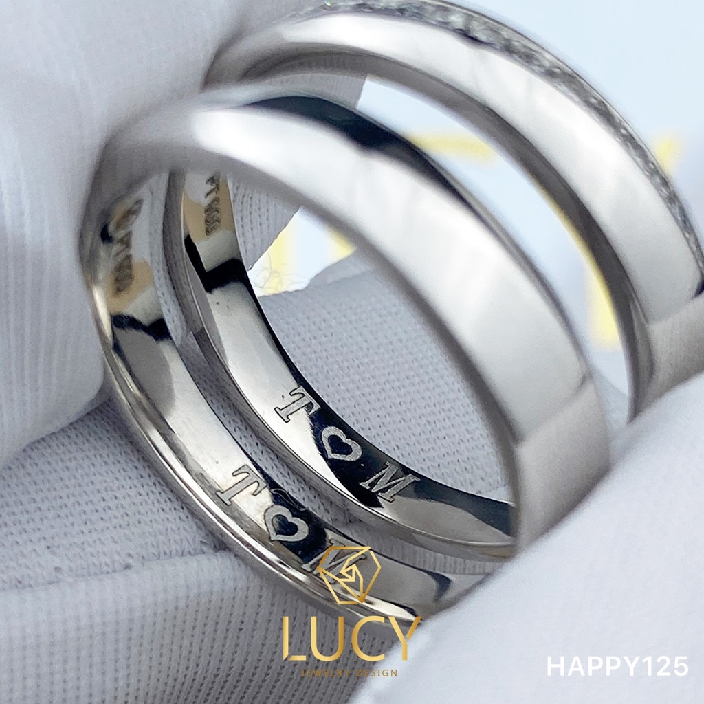 HAPPY125_PT Nhẫn cưới bạch kim cao cấp Platinum 90% PT900 - Lucy Jewelry