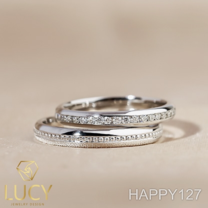 HAPPY127_PT900 Nhẫn cưới bạch kim cao cấp Platinum 90% PT900 - Lucy Jewelry