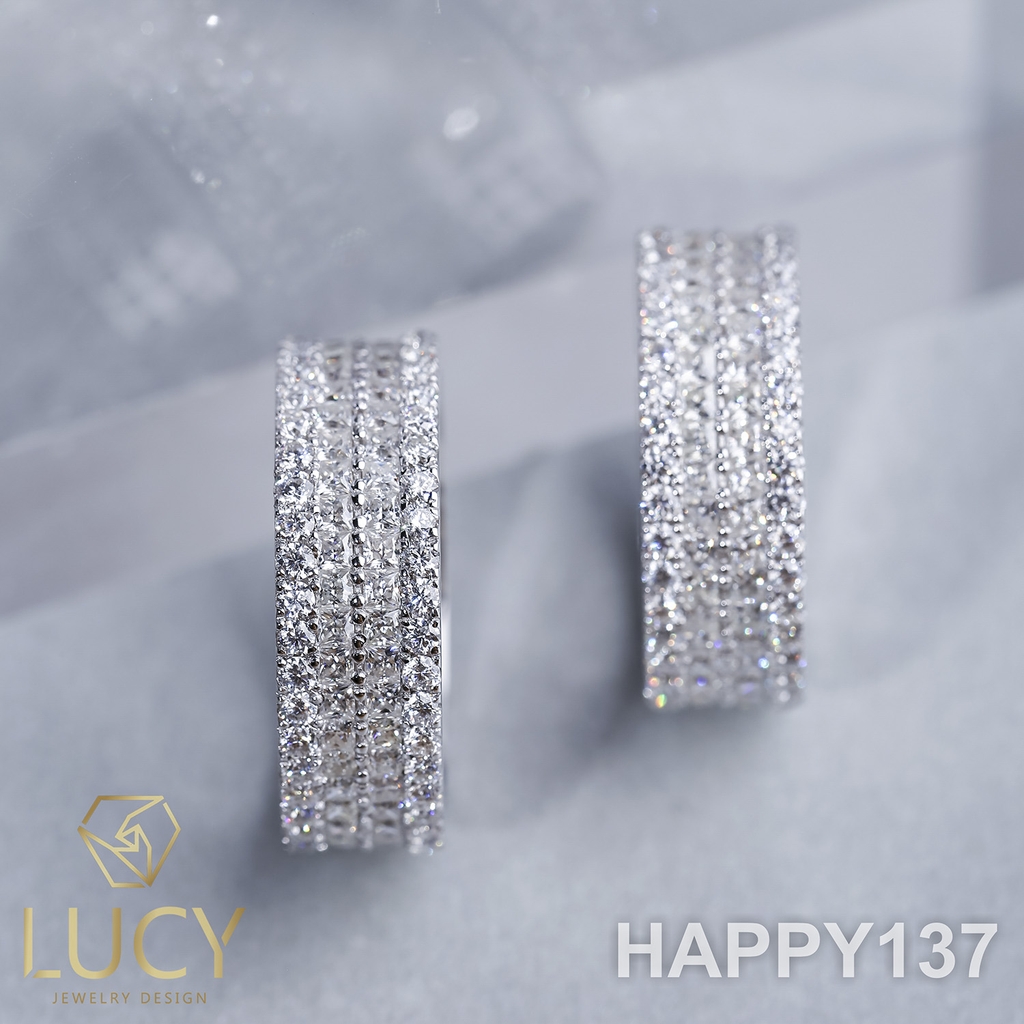 EM108 Nhẫn unisex full 2 hàng đá vuông 1.5mm và tròn 1.5mm - Lucy Jewelry