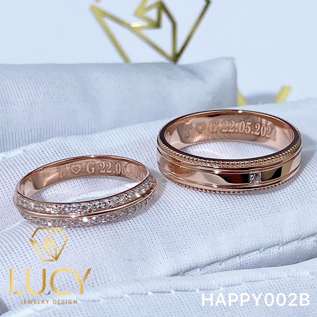 HAPPY002B Nhẫn cưới thiết kế, Nhẫn cưới đẹp, Nhẫn cưới kim cương - Lucy Jewelry