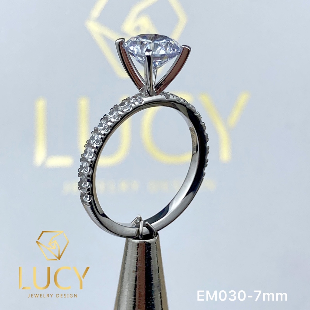 EM030-7mm Nhẫn cầu hôn đính hôn, nhẫn vàng nữ, nhẫn ổ kim cương 7mm - Lucy Jewelry