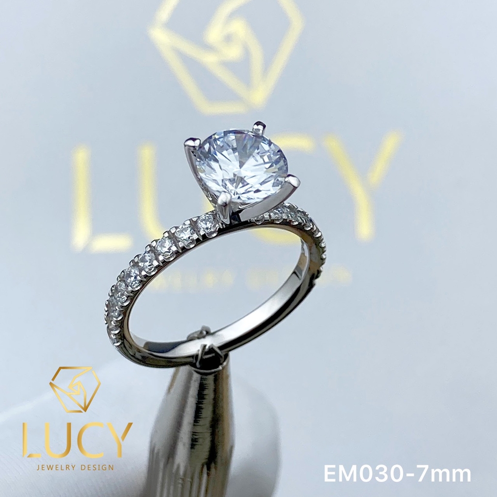 EM030-7mm Nhẫn cầu hôn đính hôn, nhẫn vàng nữ, nhẫn ổ kim cương 7mm - Lucy Jewelry