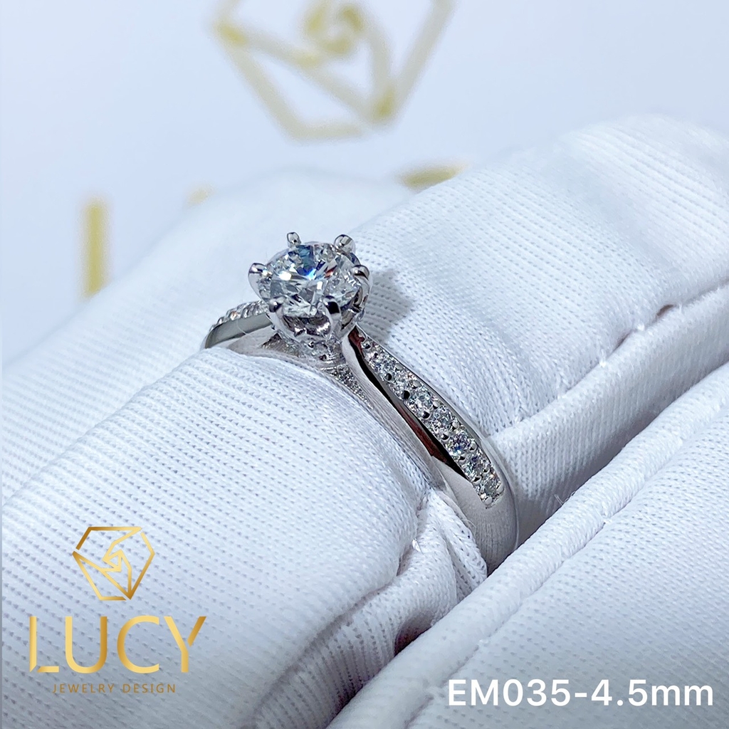 EM035-4.5mm - Nhẫn cầu hôn đính hôn, nhẫn vàng nữ, nhẫn ổ kim cương 4.5mm - Lucy Jewelry