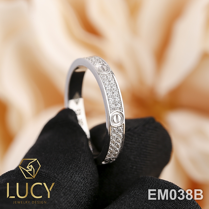 EM038B Nhẫn C.A.R.TI.ER mini full 2 hàng đá , nhẫn vàng, nhẫn thiết kế - Lucy Jewelry