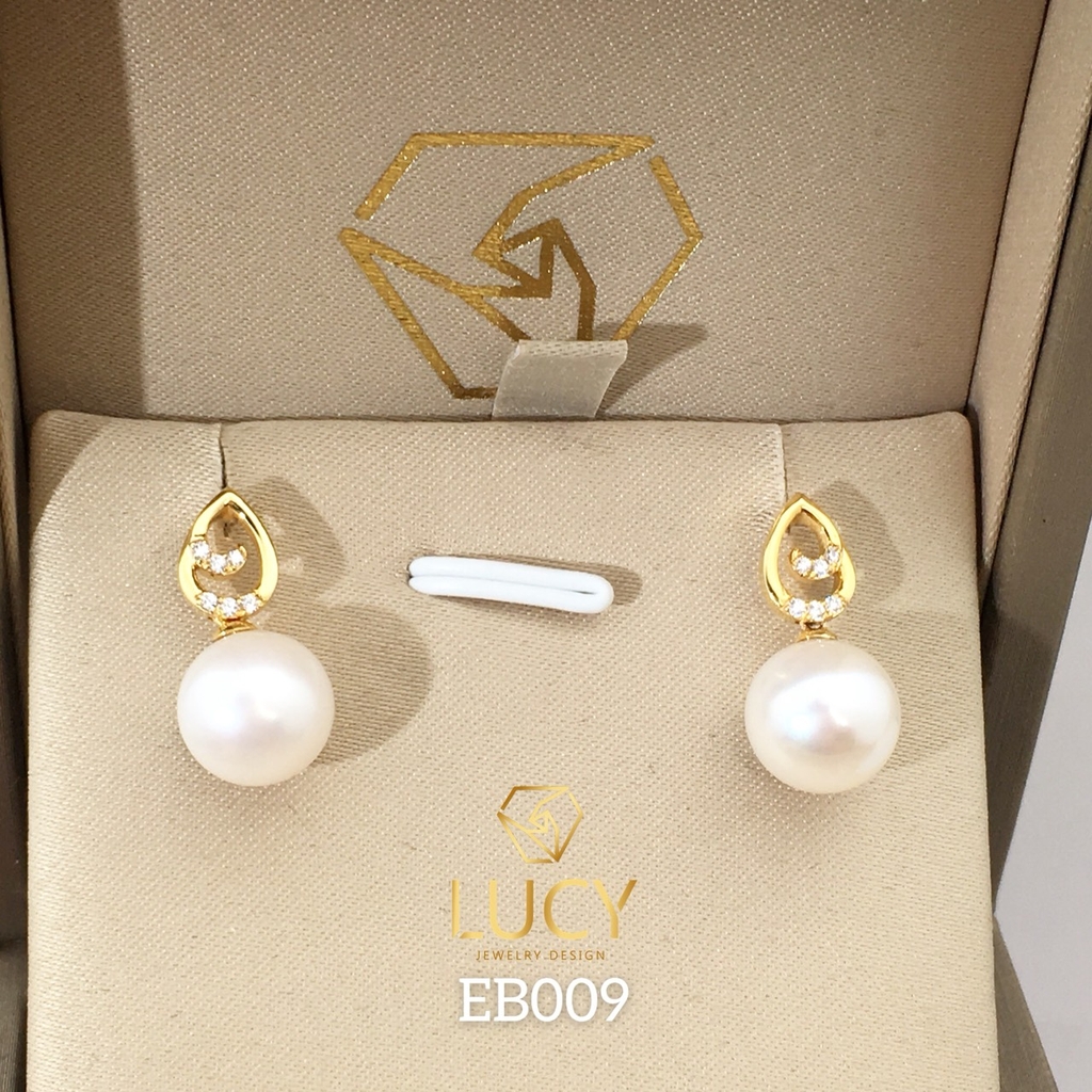 EB009 Khuyên tai vàng nữ gắn ngọc trai 10mm - Lucy Jewelry