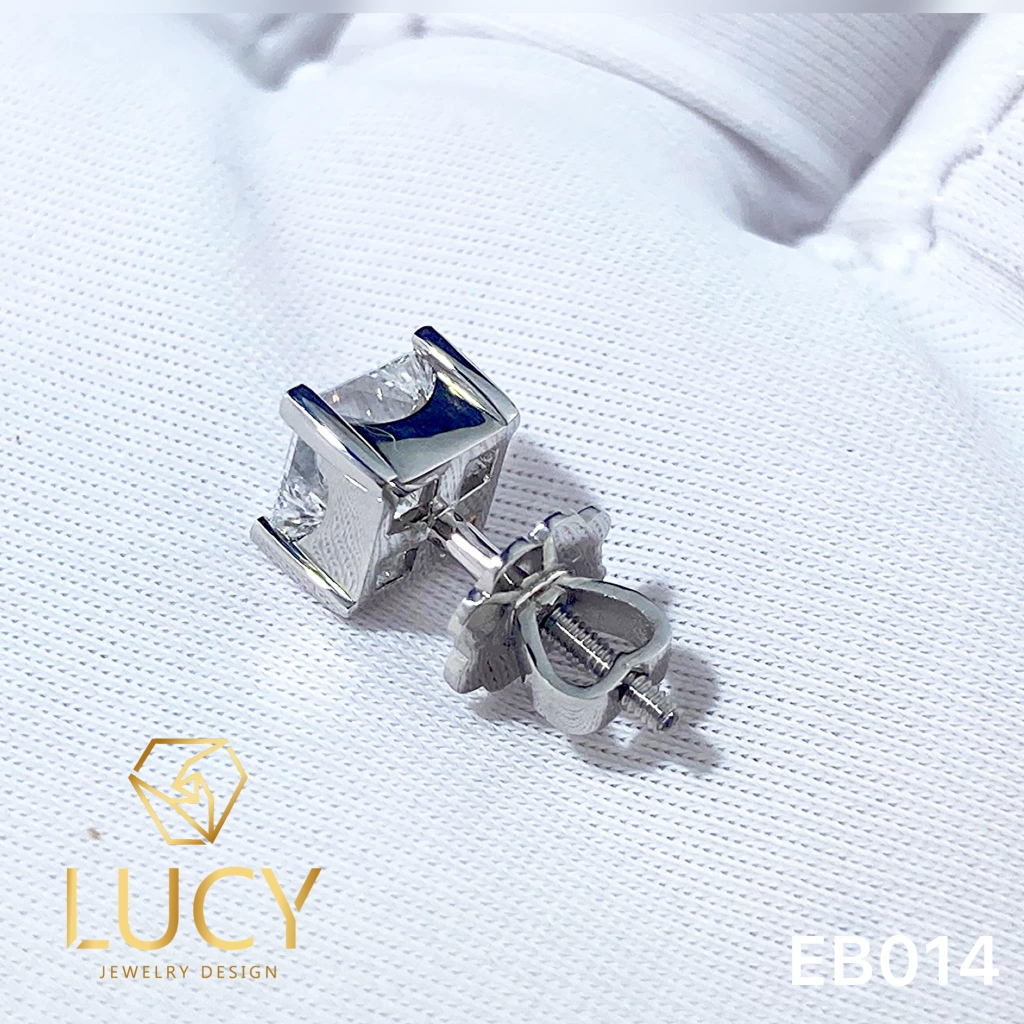 EB014 Khuyên tai vuông, princess diamond, khuyên tai thiết kế - Lucy Jewelry