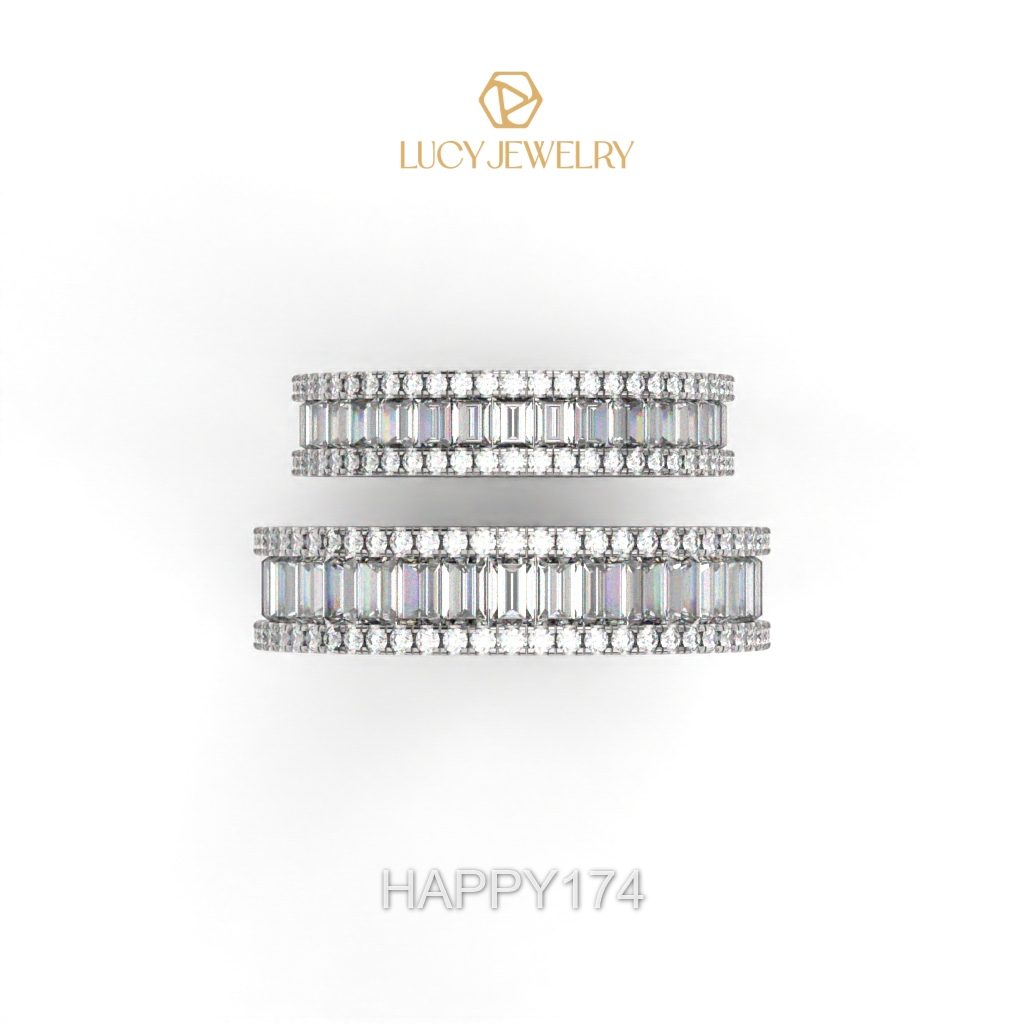 HAPPY174 Nhẫn cưới thiết kế, Nhẫn cưới cao cấp, kim cương - Lucy Jewelry