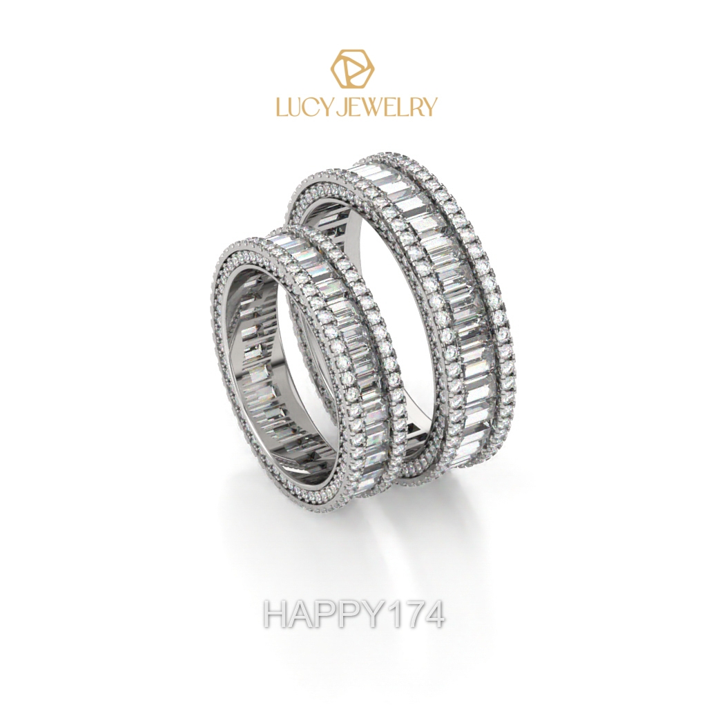 HAPPY174 Nhẫn cưới thiết kế, Nhẫn cưới cao cấp, kim cương - Lucy Jewelry